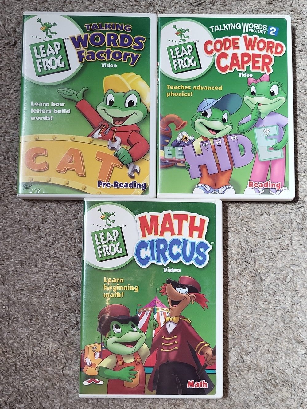 LeapFrog Talking Words Factory 1+2 & Math Circus Kids DVD Set